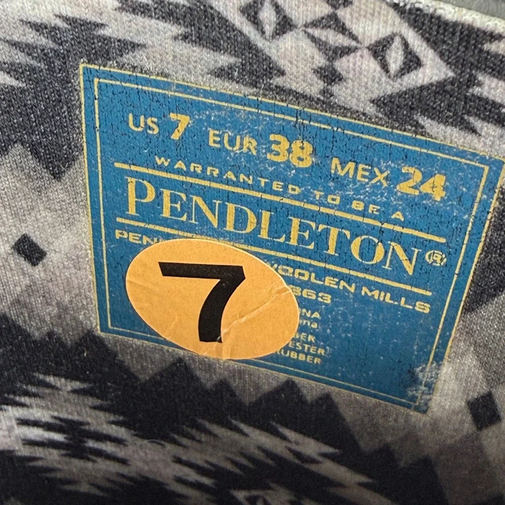 Pendleton Black Rubber Tall Rain‎ Boots Womens Size 7 Southwestern Lining Buckle